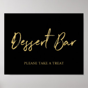 Gold-Schwarzes modernes Pinsel-Lettering-Dessert-B Poster