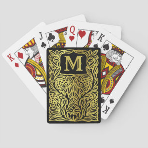 Gold-Schwarzes Monogramm-Vintage-Luxus-Personalisi Spielkarten
