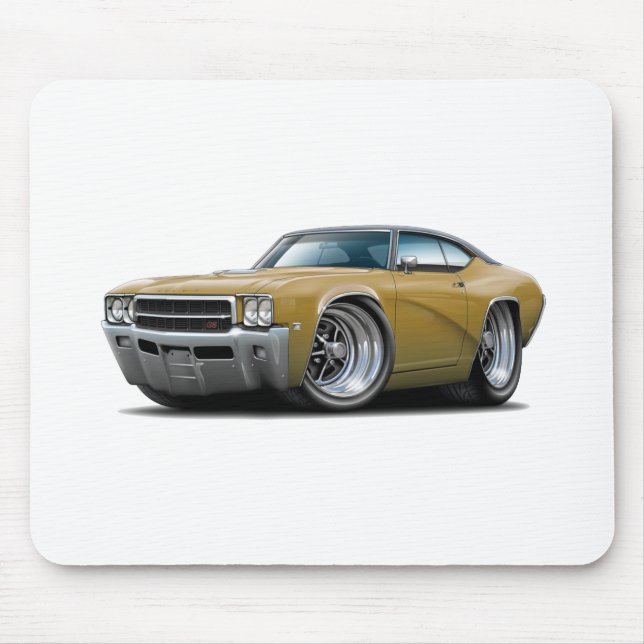Gold-Schwarzes Spitzenauto 1969 Buicks GS Mousepad (Vorne)