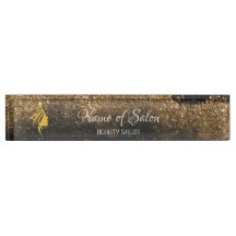 Gold-schwarzes Tisch-Tent-Schild Schreibtisch Name