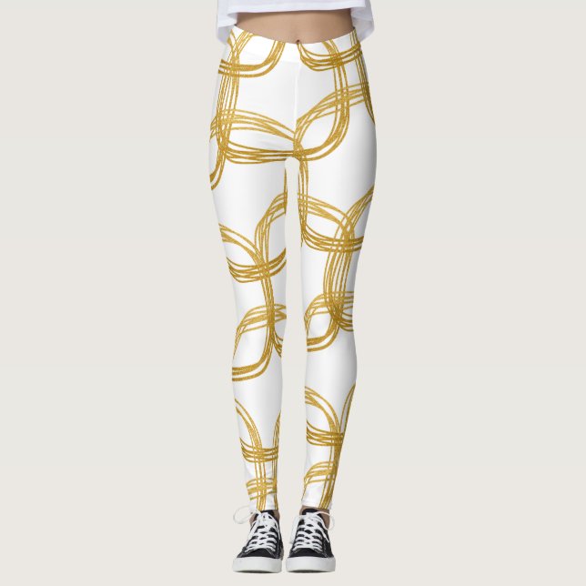 Gold Scribble Circles Moderne Chic Wählen Sie eine Leggings (Vorderseite)