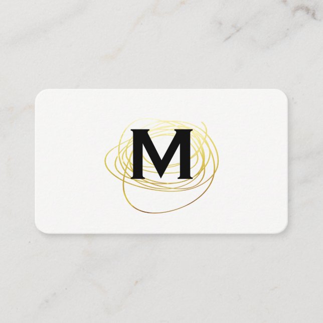 Gold Scribble/Monogram Visitenkarte (Vorderseite)