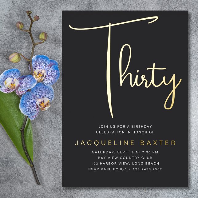 Gold Script 30. Geburtstag Party Folieneinladung (Von Creator hochgeladen)