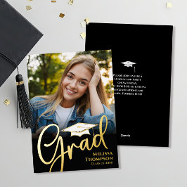 Gold Script Abschluss Foto Template Classic Folieneinladung
