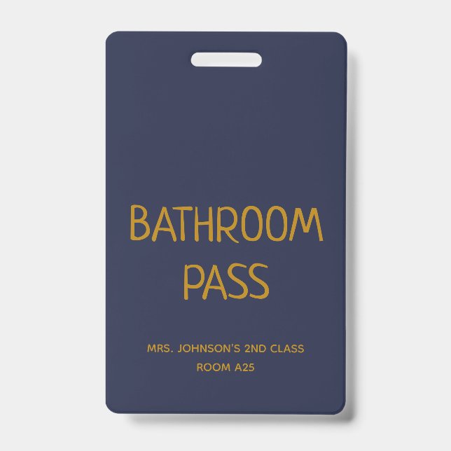 Gold Script Blue Back to School Bad Hall Pass Ausweis (Vorderseite)