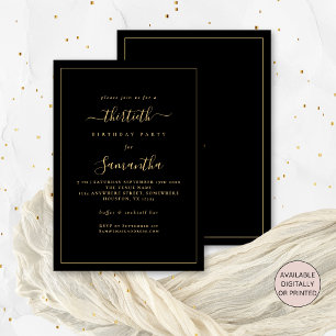 Gold Script Border 30. Geburtstag Party Black Einladung
