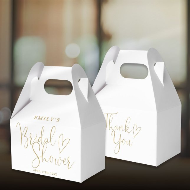 Gold Script Calligraphy Brautparty Geschenkschachtel (Gold Script Calligraphy Bridal Shower Favor Boxes)