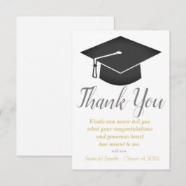 Gold Script Cap und Tassel Abschluss Dankeskarte