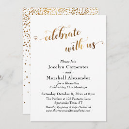 Gold Script Celebrate mit uns Confetti Back Einladung