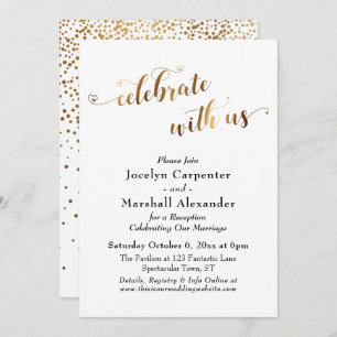 Gold Script Celebrate mit uns Confetti Back Einladung