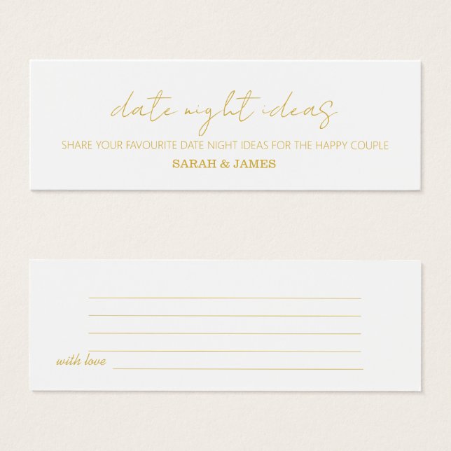 Gold Script Date Night Bridal Polterabend Card (Vorne & Hinten)