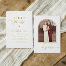 Gold Script Elegant 50th Wedding Anniversary Party Einladung