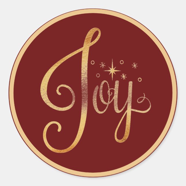 Gold Script Elegant Joy Holiday Weihnachten Runder Aufkleber (Vorderseite)
