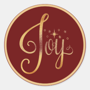 Gold Script Elegant Joy Holiday Weihnachten Runder Aufkleber