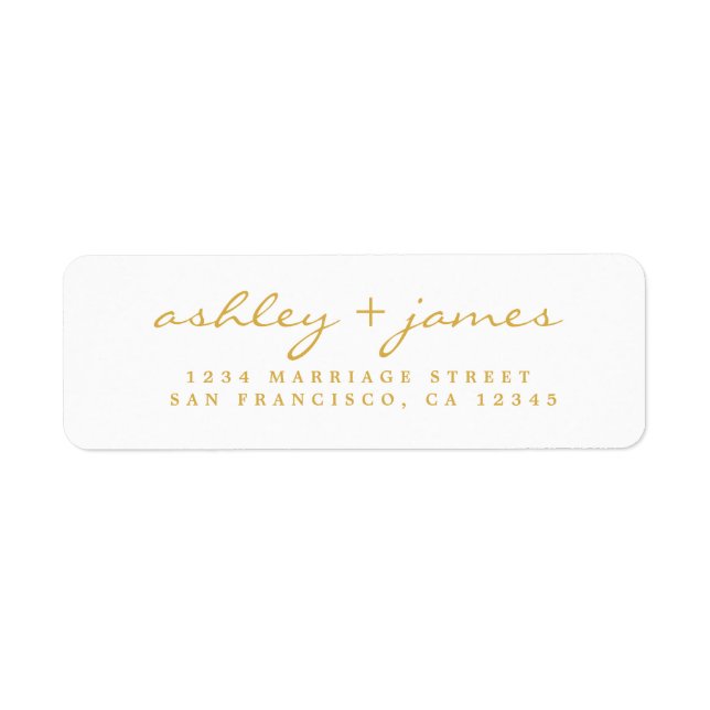 Gold Script Elegant Wedding Rücksendeadresse (Vorne)