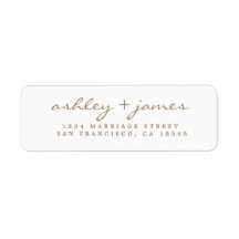 Gold Script Elegant Wedding Rücksendeadresse