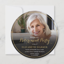 Gold Script Elegantes Foto Rentirement Party Einladung