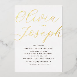 Gold-Script-Engagement | Minimalistisches Foto Folieneinladung