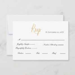 Gold Script Formal Elegante Wedding RSVP Card
