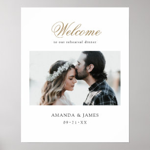 Gold Script Foto Hochzeit Probe Dinner Willkommen Poster