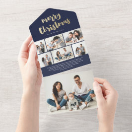 Gold Script Frohe Weihnachten Foto Urlaub All In One Einladung