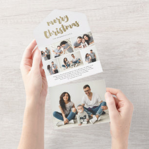 Gold Script Frohe Weihnachten Foto Urlaub All In One Einladung