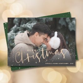 Gold Script Frohe Weihnachts-Foto Feiertagskarte