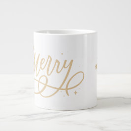 Gold Script Funkelnd Bubbly Merry Holiday Geschenk Jumbo-Tasse