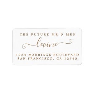 Gold Script Future Mr. Wedding Rücksendeadresse Adressaufkleber