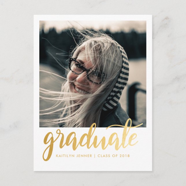 Gold Script Graduation Party | Save the Date Foto Postkarte (Vorderseite)