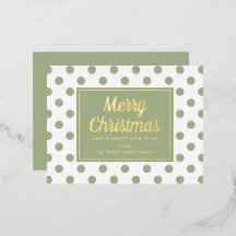 Gold Script Green Polka Dots Frohe Weihnachten