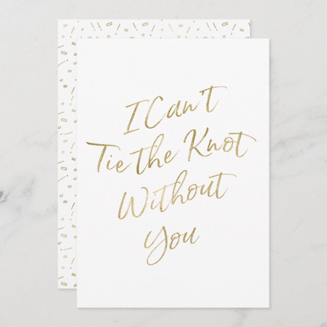 Gold Script "I Can't Krawatte the Knot without You Einladung (Vorne/Hinten)