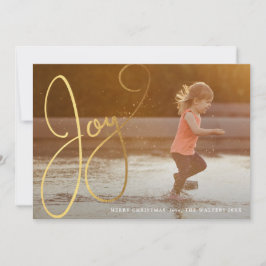 Gold Script Joy Foto Holiday Card Feiertagskarte