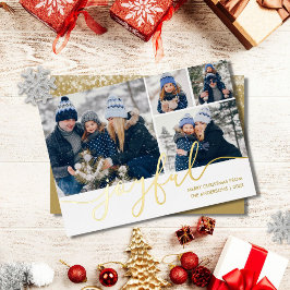 Gold Script Joyful 4 Foto Weihnachten Gold Folien Feiertagskarte