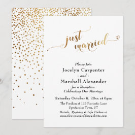 Gold Script just Married Confetti Back Einladung