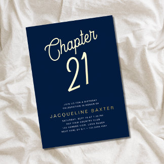 Gold Script Kapitel 21 Blue 21. Geburtstag Party Folieneinladung