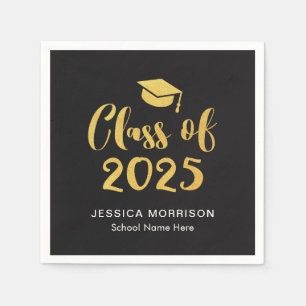 Gold Script-Klasse der Graduation Party 2024 Serviette