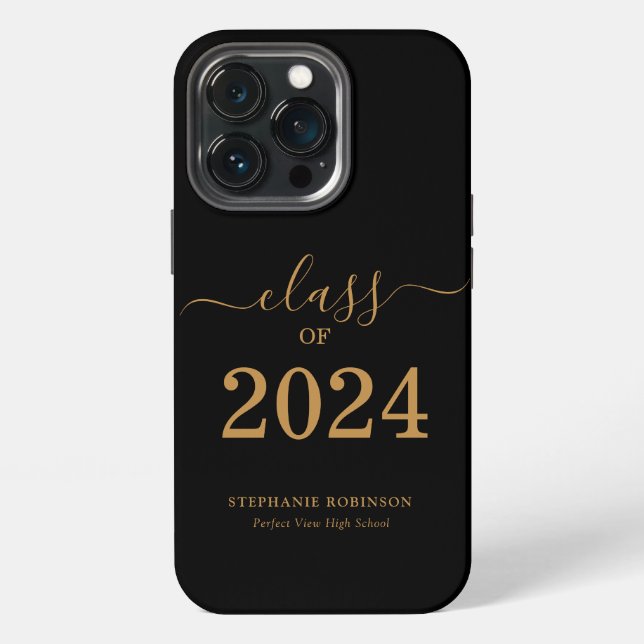 Gold Script-Klasse des Abschlusses 2024 iPhone Hülle (Hinten)