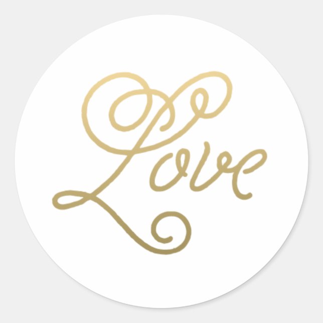 Gold Script Liebe Elegante Wedding Stickers (Vorderseite)