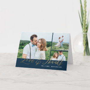 Gold Script-Liebe und Dank Foto Hochzeit Dankeskarte