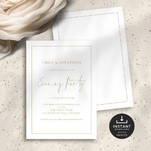Gold Script Line Border Hochzeit Abend Party Einladung