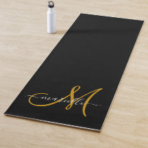 Gold Script Monogram Black