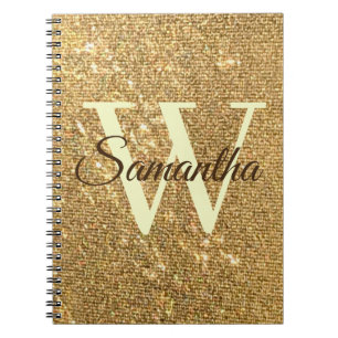 Gold Script Monogram Frost Glitzer Notizblock