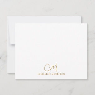 Gold Script Monogram Modern Stationery Mitteilungskarte