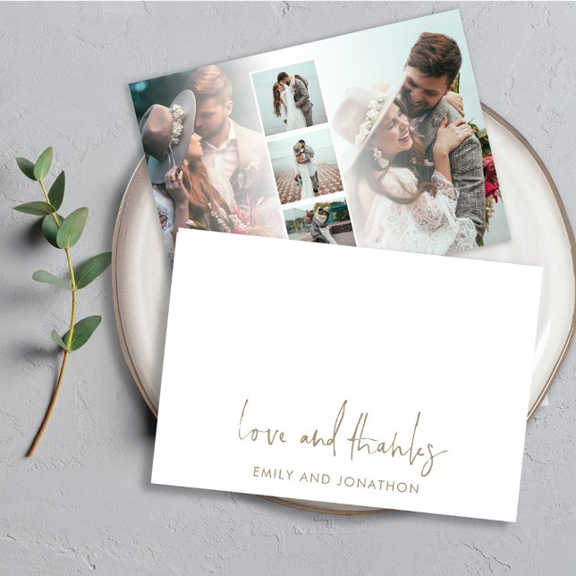 Gold Script Name 5 Fotos Hochzeit Liebe Dank Mitteilungskarte (Von Creator hochgeladen)
