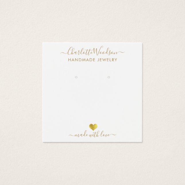 Gold Script Name Earring Juwelier Display Card (Vorderseite)