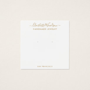 Gold Script Name Earring Juwelier Display Card