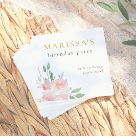 Gold Script Painted Floral Geburtstagsparty Serviette