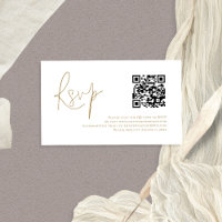 Gold Script QR Code Wedding RSVP