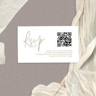 Gold Script QR Code Wedding RSVP Begleitkarte